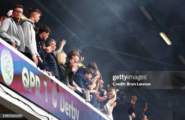 Derby fans react to the final score after the Sky Bet Championship match between Queens Park Rangers and Derby County at The Kiyan Prince Foundation...