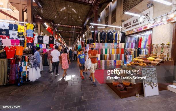 Visitors walk at the Bur Dubai Souk Market on April 9, 2022 in Dubai, United Arab Emirates.