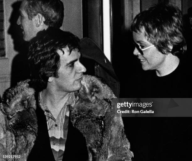 Actor Dudley Moore and actress Tuesday Weld attend the opening party for "Good Evening" on January 29, 1974 at Sardi's Restaurant in New York City.