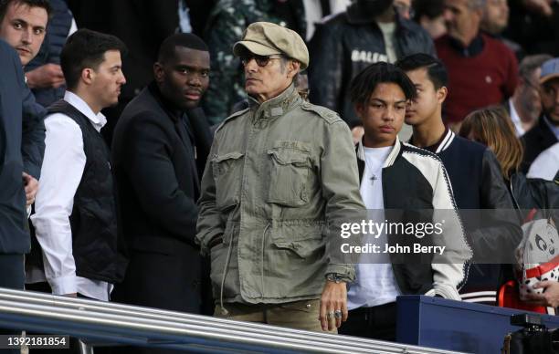 Gerard Lanvin attends the Ligue 1 Uber Eats match between Paris Saint-Germain and Olympique de Marseille at Parc des Princes stadium on April 17,...