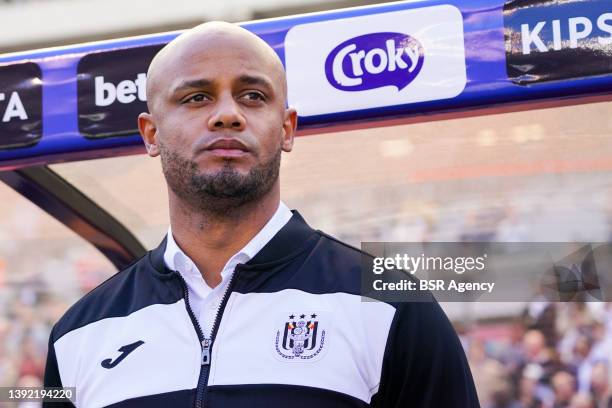 Coach Vincent Kompany of RSC Anderlecht during the Croky Cup Final match between KAA Gent and RSC Anderlecht at the Koning Boudewijnstadion on April...