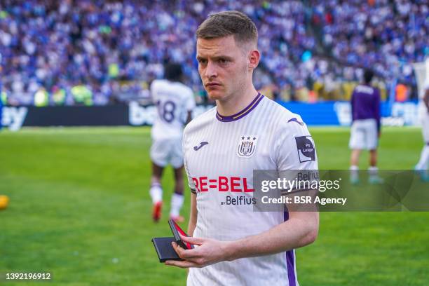 Martin Sergio Gomez of RSC Anderlecht during the Croky Cup Final match between KAA Gent and RSC Anderlecht at the Koning Boudewijnstadion on April...