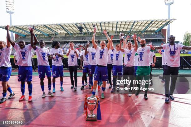 Team of KAA Gent winners of Croky Cup during the Croky Cup Final match between KAA Gent and RSC Anderlecht at the Koning Boudewijnstadion on April...