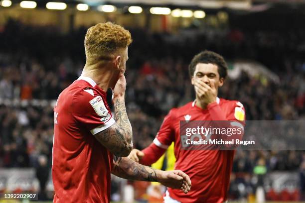 Jack Colback of Nottingham Forest celebrates scoring their side's third goal during the Sky Bet Championship match between Nottingham Forest and West...