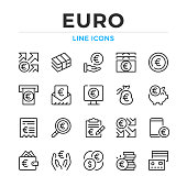 Euro line icons set. Modern outline elements, graphic design concepts, simple symbols collection. Vector line icons