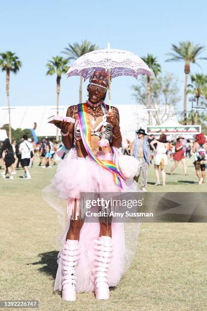 Festivalgoer attends the 2022 Coachella Valley Music and Arts Festival on April 17, 2022 in Indio, California.