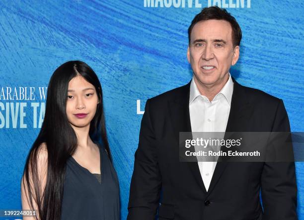 Riko Shibata and Nicolas Cage attend the Los Angeles special screening of "The Unbearable Weight of Massive Talent" at DGA Theater Complex on April...
