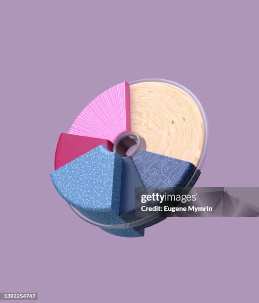 six section 3d infographic pie chart - facts stockfoto's en -beelden