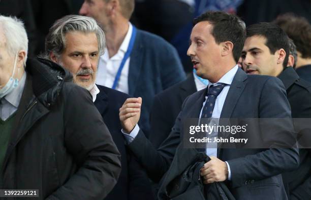 President of French Football League LFP, and former President of OM Vincent Labrune, actual President of Olympique de Marseille Pablo Longoria attend...