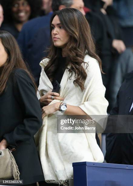 Diane Leyre, Miss France 2022, attends the Ligue 1 Uber Eats match between Paris Saint-Germain and Olympique de Marseille at Parc des Princes stadium...