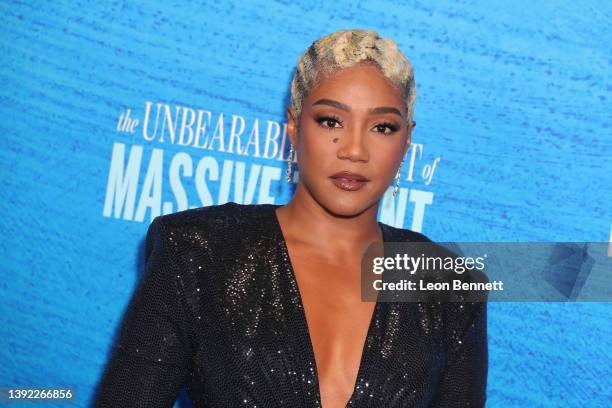 Tiffany Haddish attends the Los Angeles special screening of "The Unbearable Weight of Massive Talent" at DGA Theater Complex on April 18, 2022 in...