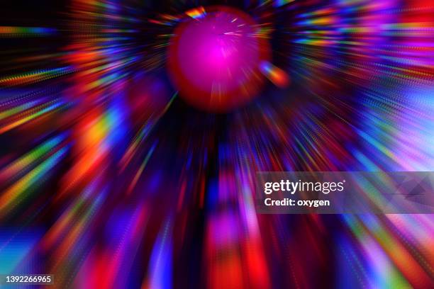 abstract futuristic  radial technology neon blue purple space fractal.  magenta purple glowing neon background - zeitstrahl stock-fotos und bilder