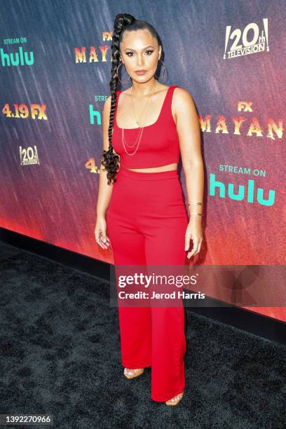 Andrea Cortes arrives at Season 4 Premiere Of FX's 'Mayans M.C.' at Goya Studios on April 18, 2022 in Los Angeles, California.