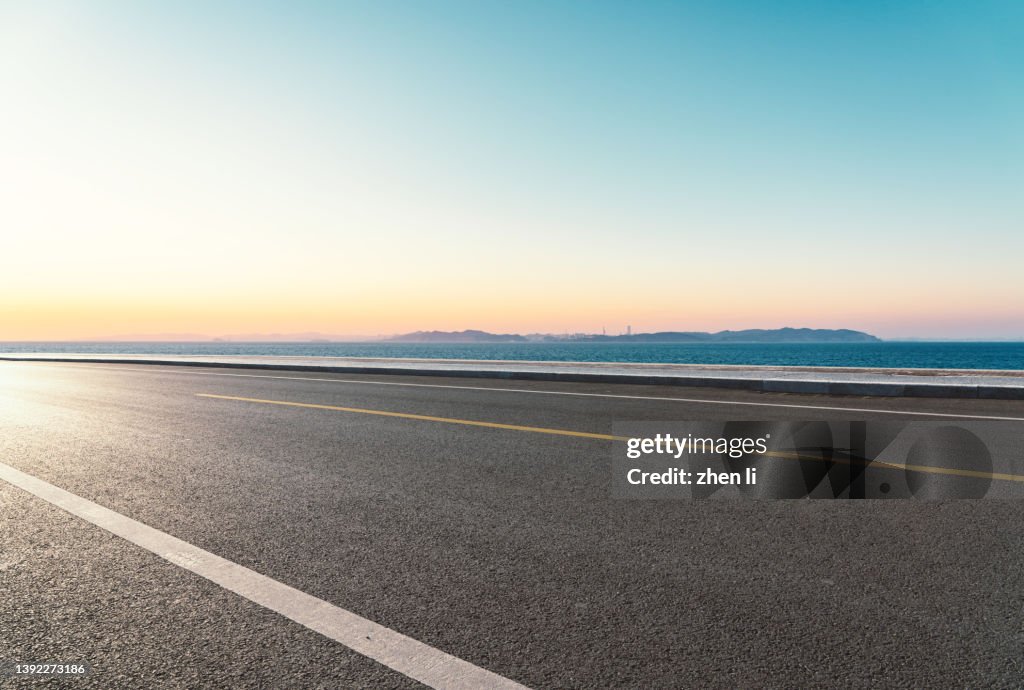 Coastal road at sunset