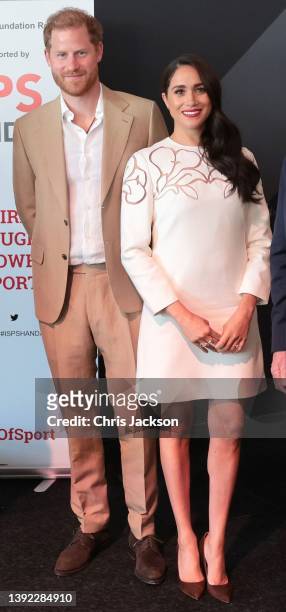 Prince Harry, Duke of Sussex and Meghan, Duchess of Sussex pose at the IGF Reception during day two of the Invictus Games The Hague 2020 at...
