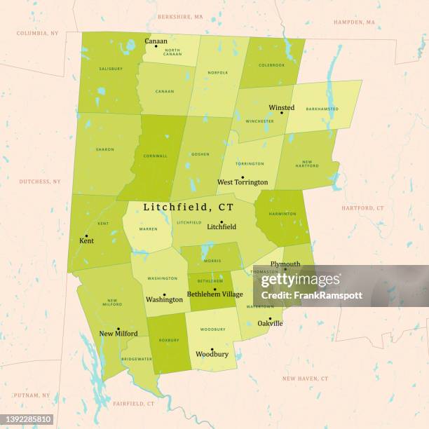 ct litchfield vector map green - litchfield stock illustrations