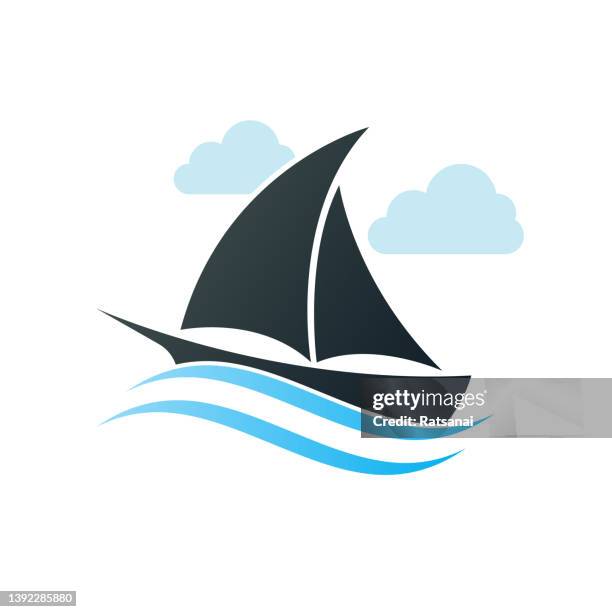 ilustrações, clipart, desenhos animados e ícones de ícone de barco - barco a vela