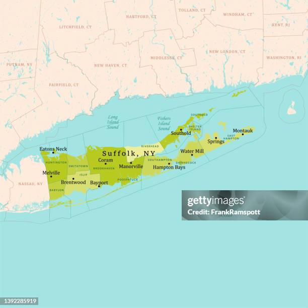 ny suffolk vector map green - new york state stock illustrations