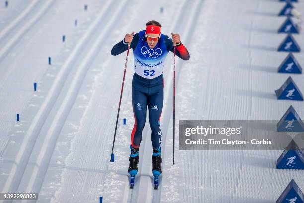 February 11: Andrew Musgrave of Great Britain in action in the Cross-Country Skiing Men's 15km Classic at Genting Snow Park during the Winter Olympic...