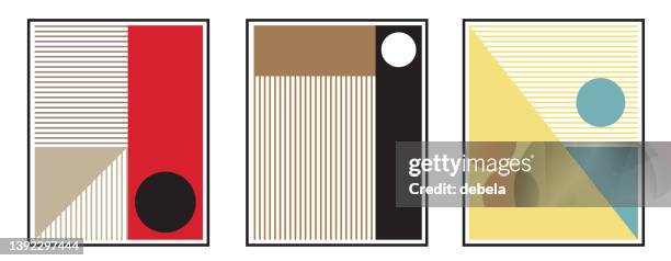 mid century modern geometric posters set. bauhaus style, minimal hipster design. - graphic print stock illustrations