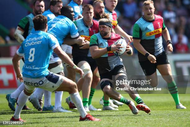 Luke Wallace of Harlequins during the Heineken Champions Cup Round of 16 Leg Two match between Harlequins and Montpellier Herault Rugby at Twickenham...