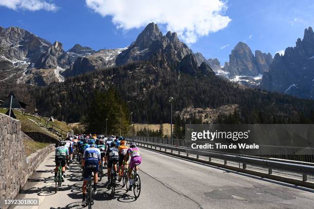 General view of the peloton starting the climb to Passo Rolle during the 45th Tour of the Alps 2022 - Stage 2 a 154,1km stage from Primiero/S....