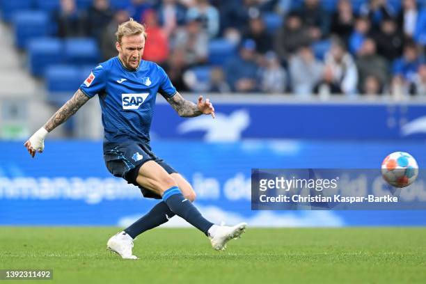 Kevin Vogt of TSG 1899 Hoffenheim in action during the Bundesliga match between TSG Hoffenheim and SpVgg Greuther Fürth at PreZero-Arena on April 17,...