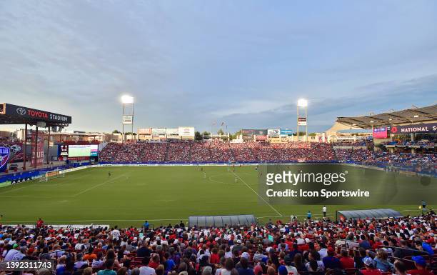 Fans attend a MLS soccer game between Los Angeles FC and FC Dallas at Toyota Stadium on Saturday, July 1, 2023 in Frisco, TX.