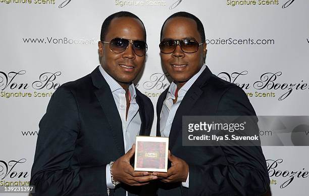 Antoine Von Boozier and Andre Von Boozier attend the VB Premier Lux Candle Collection launch party at The Gift at the Grace Hotel on February 17,...