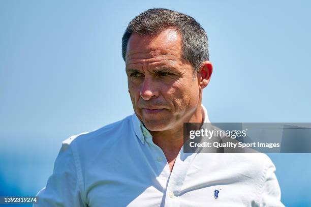 Sergi Barjuan, manager of FC Barcelona B looks on after the Primera RFEF Group 2 match between Atletico Baleares and FC Barcelona B at Estadio Balear...