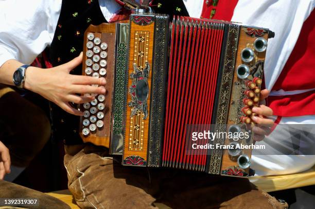 accordion player - gmunden austria stock pictures, royalty-free photos & images