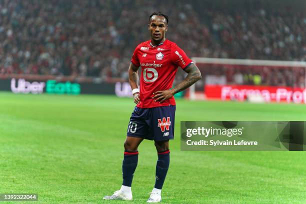 Renato Sanches of Lille OSC during the Ligue 1 Uber Eats match between Lille OSC and RC Lens at Stade Pierre Mauroy on April 16, 2022 in Lille,...