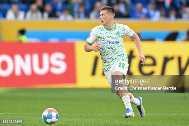 Tobias Raschl of SpVgg Greuther Fuerth in action during the Bundesliga match between TSG Hoffenheim and SpVgg Greuther Fürth at PreZero-Arena on...
