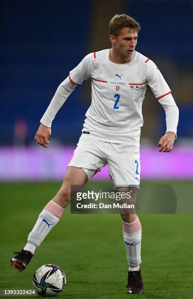 David Zima of the Czech Republic controls the ball during the international friendly match between Wales and Czech Republic at Cardiff City Stadium...