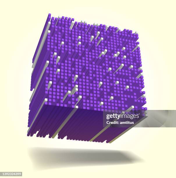 purple cube - dimensional stability stock illustrations