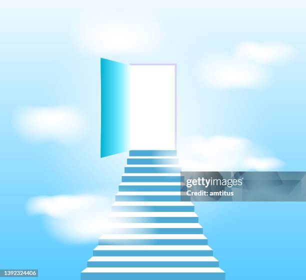 sky door - heaven stairs stock illustrations