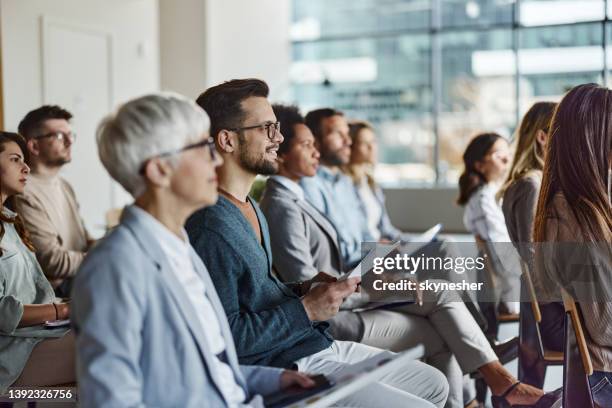 business seminar in a board room! - business conference stock pictures, royalty-free photos & images