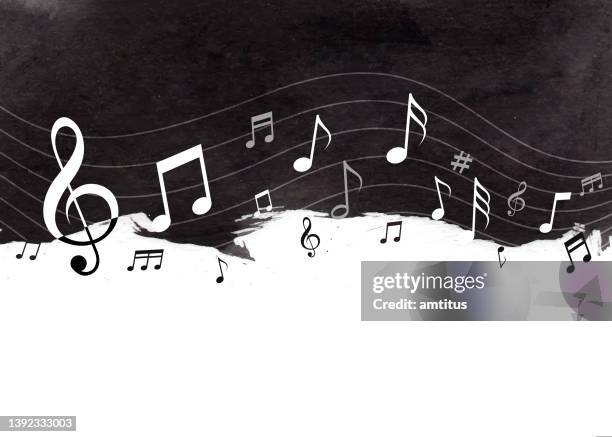 stockillustraties, clipart, cartoons en iconen met music grunge - muzieknoot