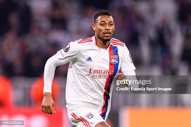Jeff Reine-Adélaide of Lyon runs in the field during the UEFA Europa League Quarter Final Leg Two match between Olympique Lyon and West Ham United at...