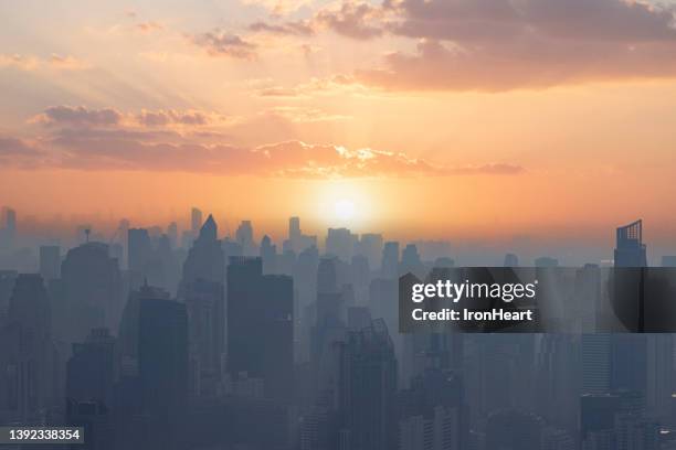 bangkok city scape with famous landmark down town at dusk. - bangkok skyline stock pictures, royalty-free photos & images