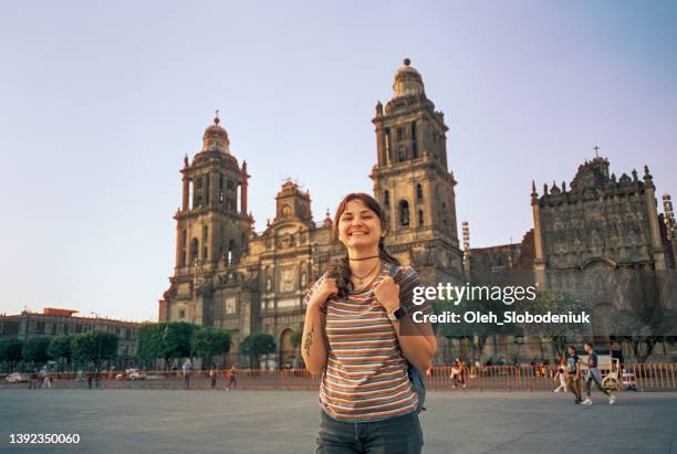 woman walking in mexico city - mexico city landmark stock pictures, royalty-free photos & images