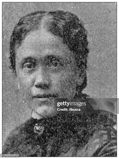 stockillustraties, clipart, cartoons en iconen met antique portrait of famous people: amelia minerva starkweather - famous women in history