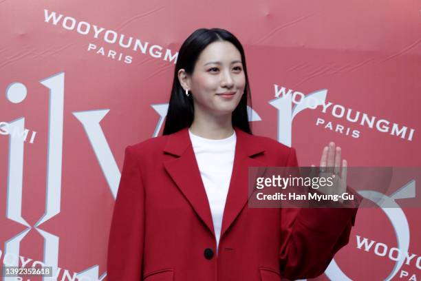 Actress Claudia Kim aka Kim Soo-Hyun attends the photocall for opening of 'WOOYOUNGMI' jewelry pop-up store on April 19, 2022 in Seoul, South Korea.