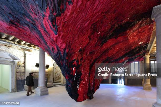 General view of the British-Indian sculptor Anish Kapoor retrospective anthological exhibition "Anish Kapoor" at the Palazzo Manfrin on April 19,...