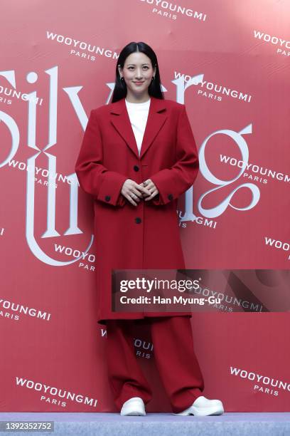 Actress Claudia Kim aka Kim Soo-Hyun attends the photocall for opening of 'WOOYOUNGMI' jewelry pop-up store on April 19, 2022 in Seoul, South Korea.