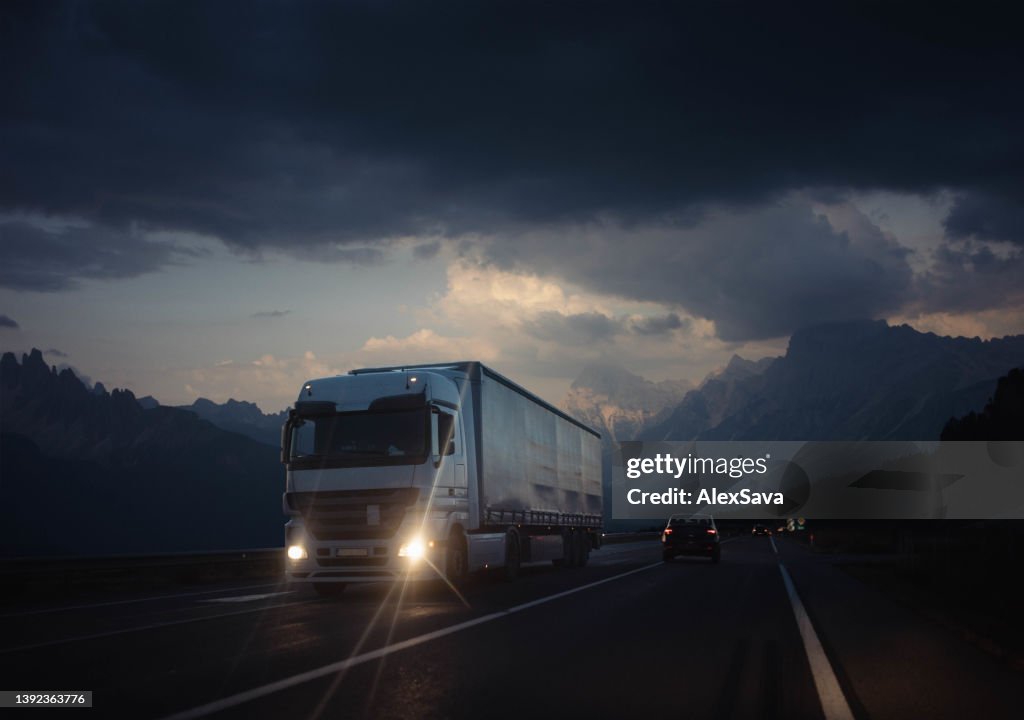 Truck driving on the highway