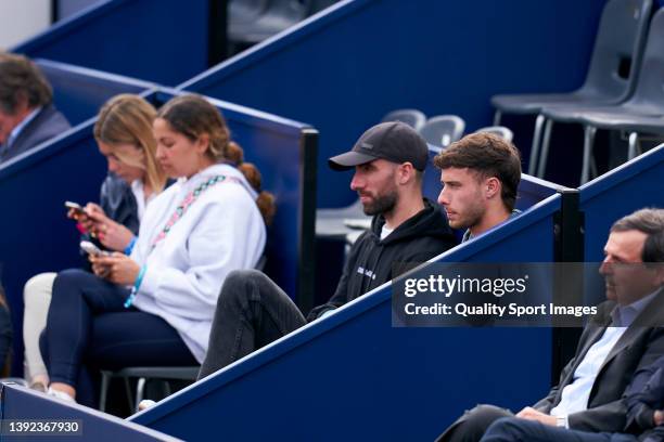 Javi Puado and Sergi Darder attend during day two of the Barcelona Open Banc Sabadell at Real Club De Tenis Barcelona on April 19, 2022 in Barcelona,...