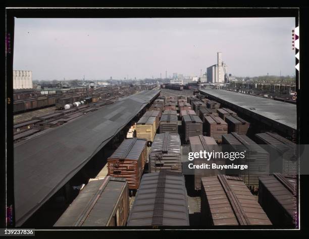 Chicago, Milwaukee, St. Paul and Pacific Railroad & Pennsylvania Railroad yard, Bensonville, Illinois, 1943.