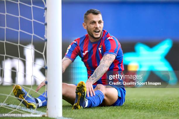 Juan Diego Molina 'Stoichkov' of SD Eibar looks on during the LaLiga Smartbank match between SD Eibar and UD Las Palmas at Estadio Municipal de...