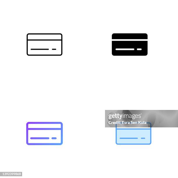 credit card icon design in four style with editable stroke. line, solid, flat line and color gradient line. suitable for web page, mobile app, ui, ux and gui design. - credit card reader isolated stock illustrations
